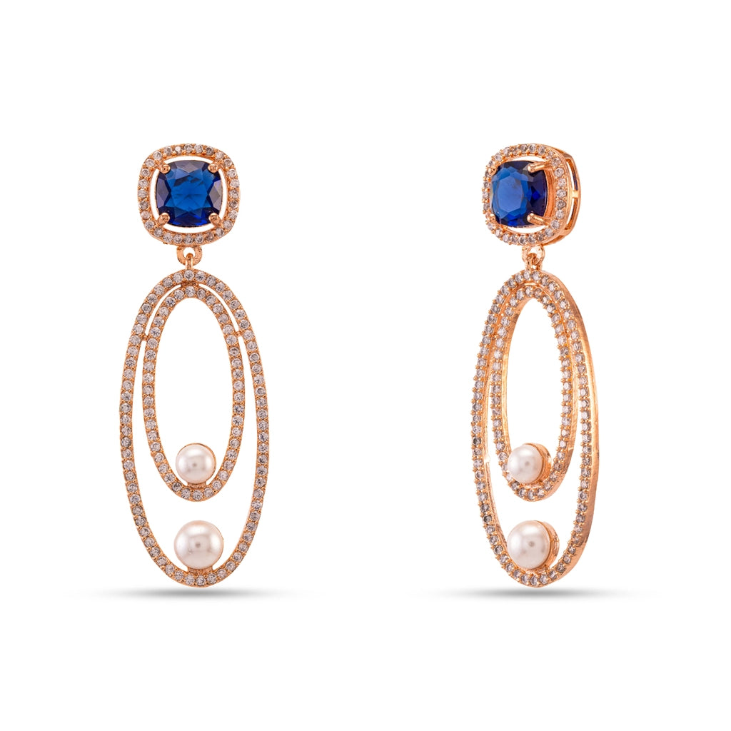Blue Pearl Halo Danglers