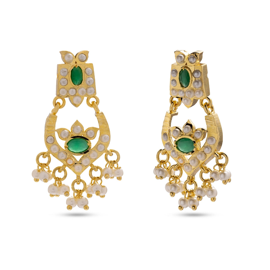 Emerald Kundan Cascade Necklace Set