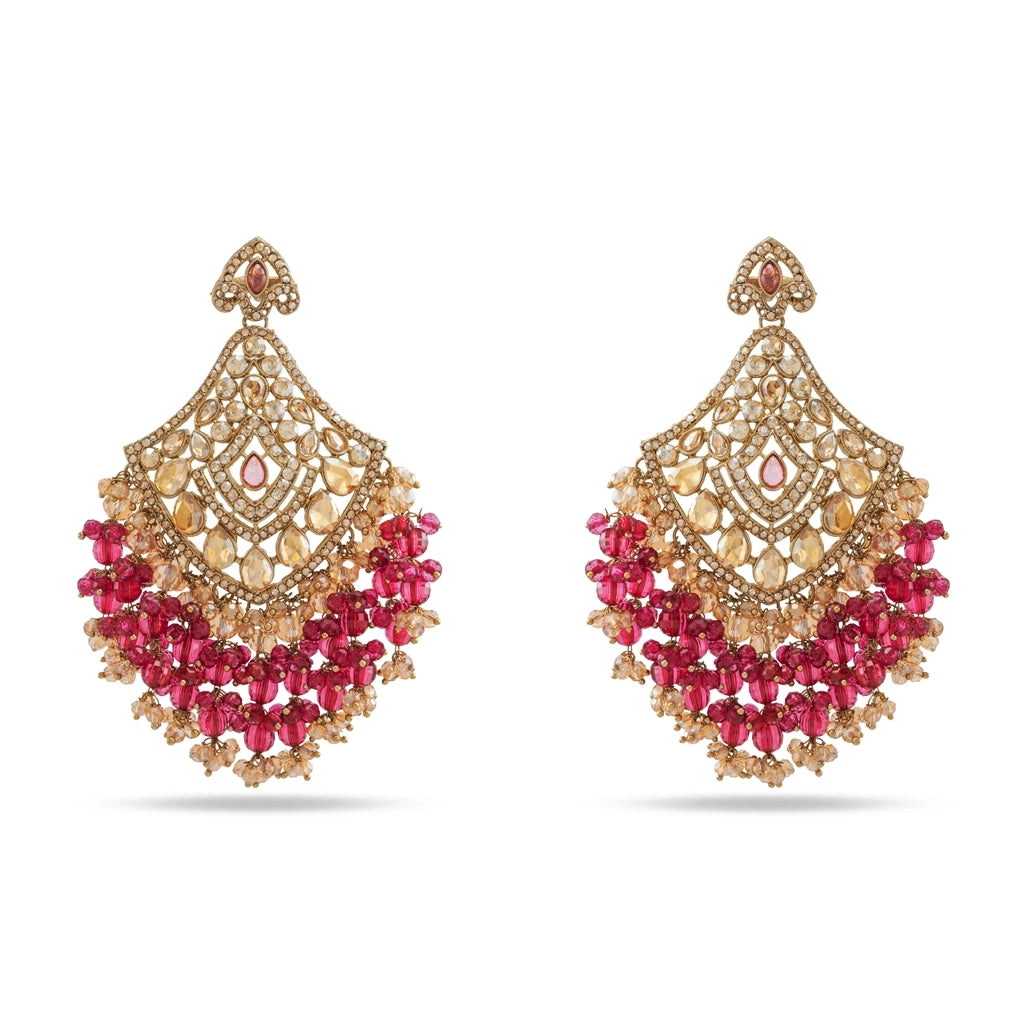 Kundan Pearl Necklace Wine Gold