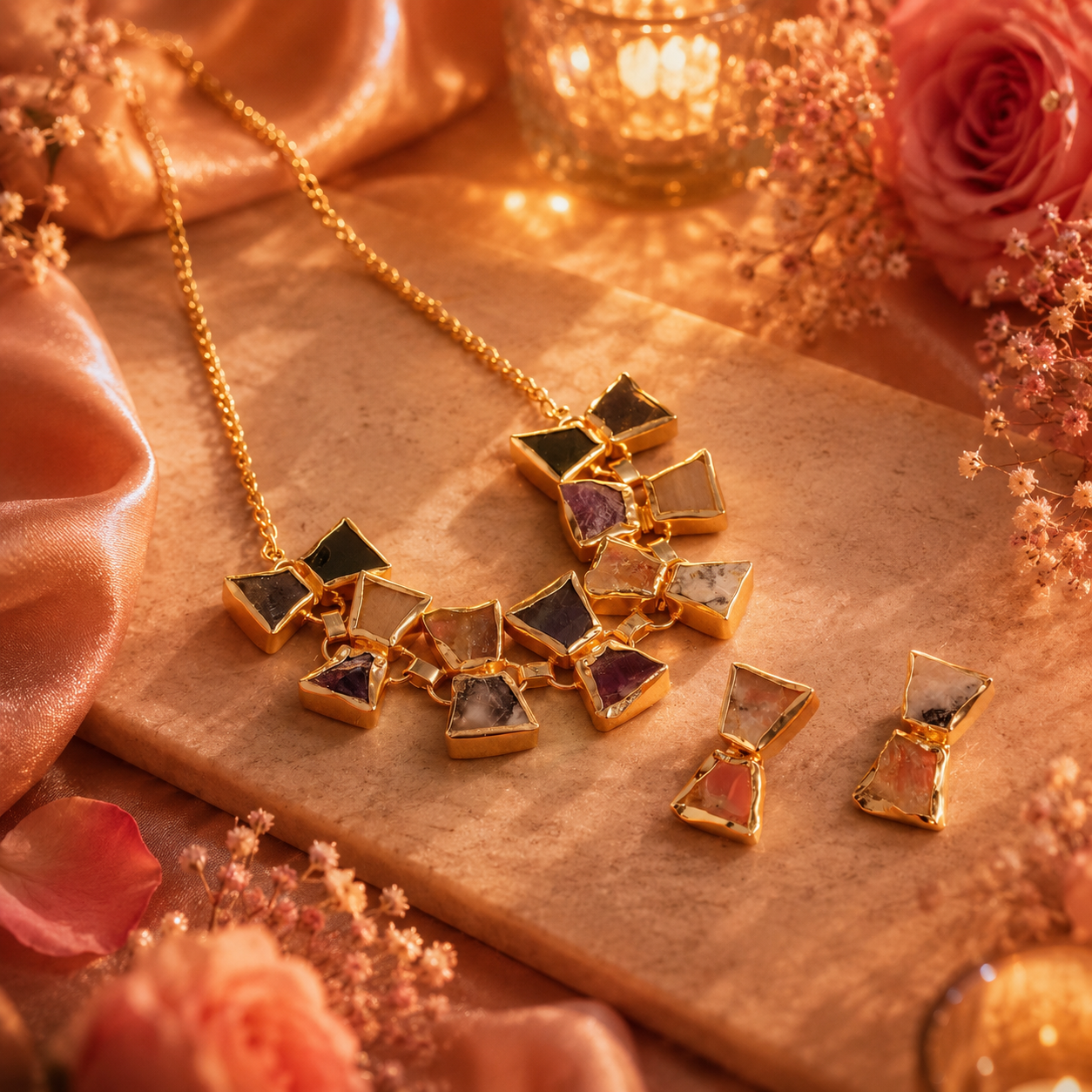 Ivory Mosaic Necklace Set