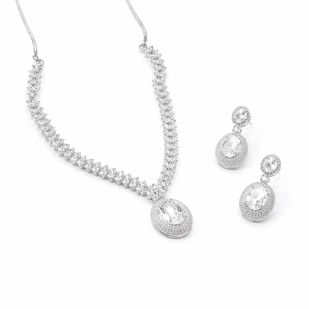 Celestia Crystal Medallion Necklace Set