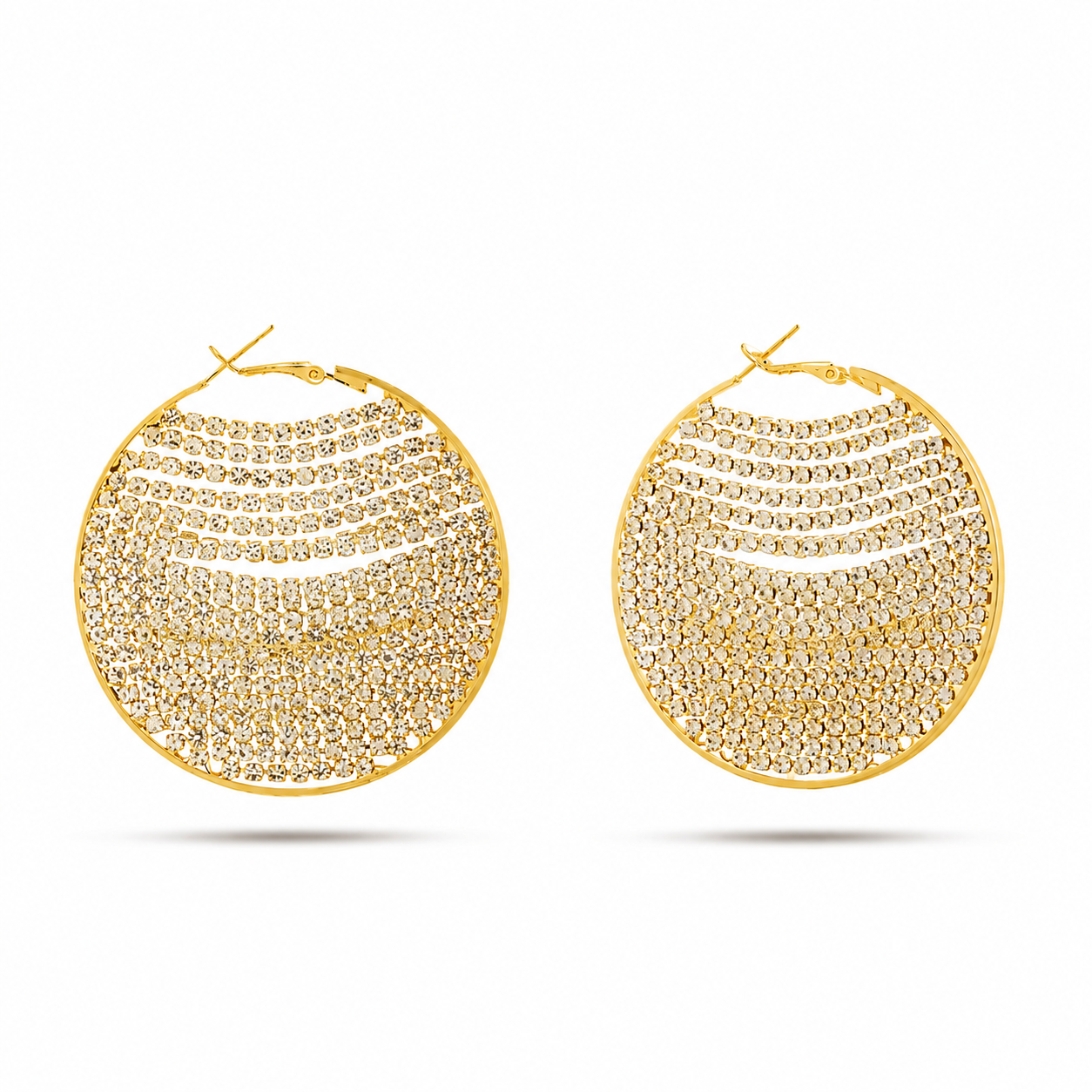 Celestia Pave Disc Studs Gold