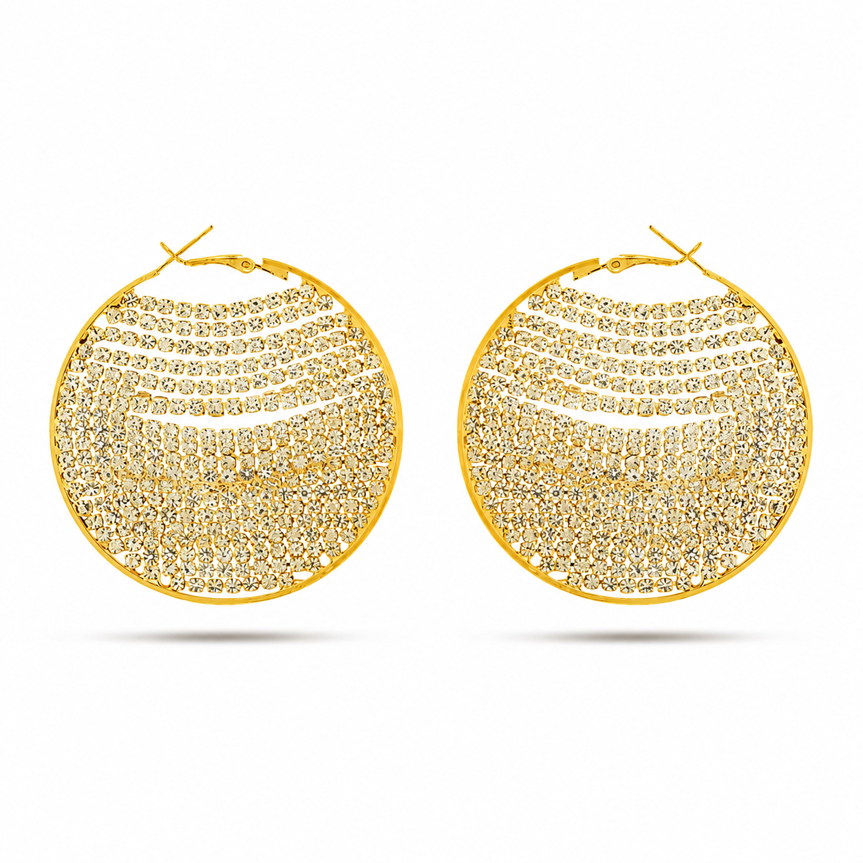 Celestia Pave Disc Studs Gold