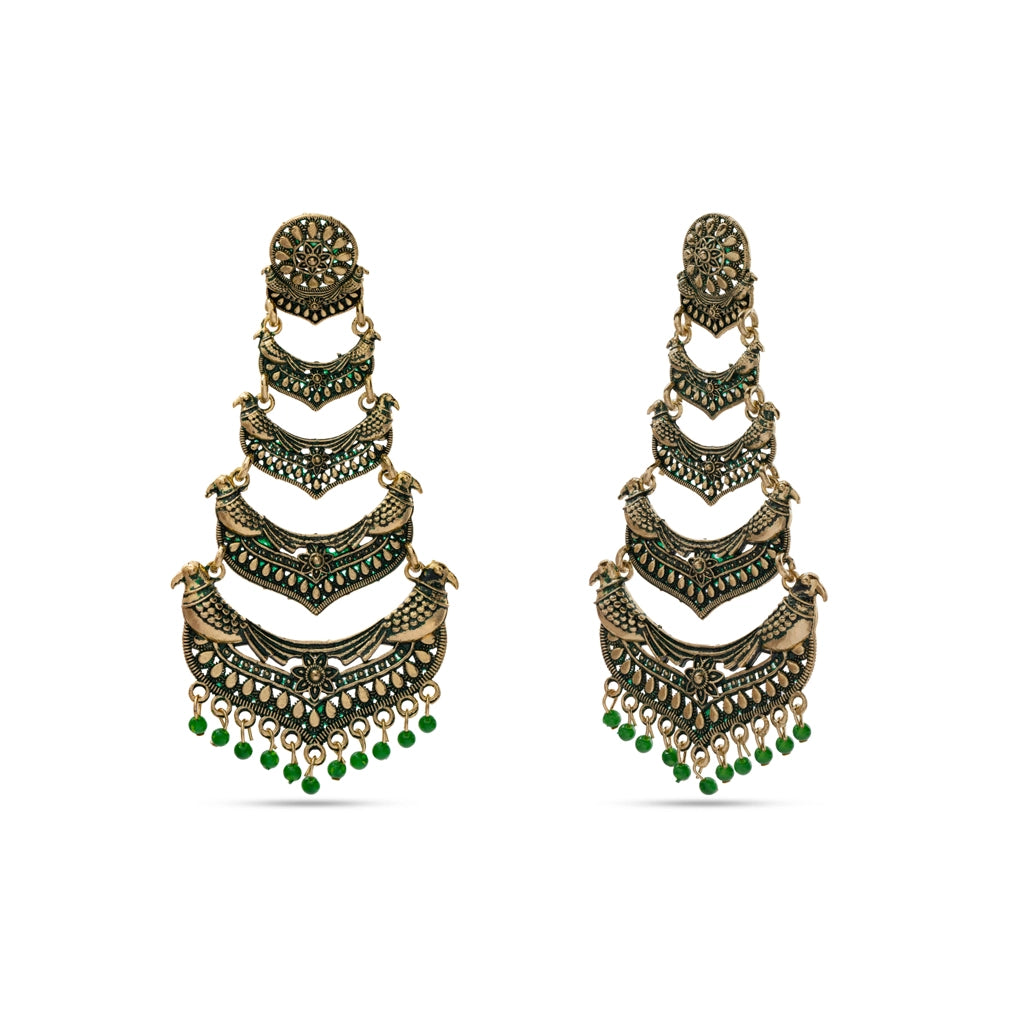 Emerald Vermilion Cascade Earrings