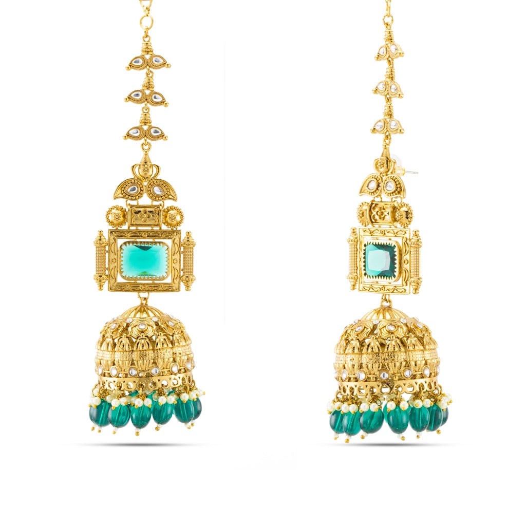 Emerald Temple Jhumkas