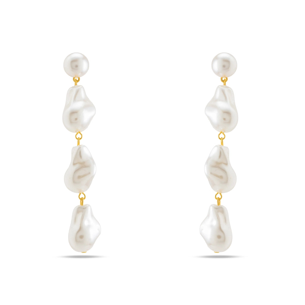 Regal Baroque Pearl Cascade Earrings