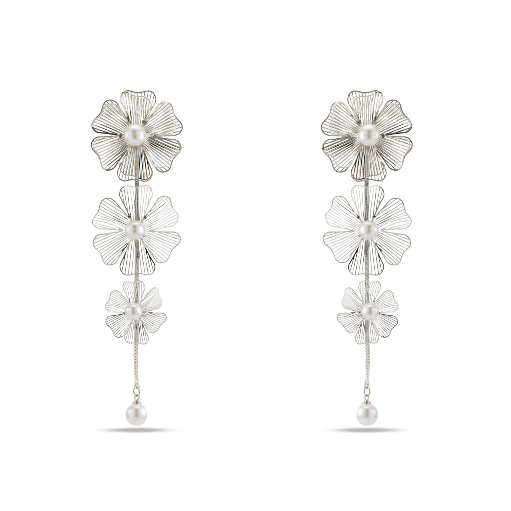 Celestia Bloom Pearl Drops Silver