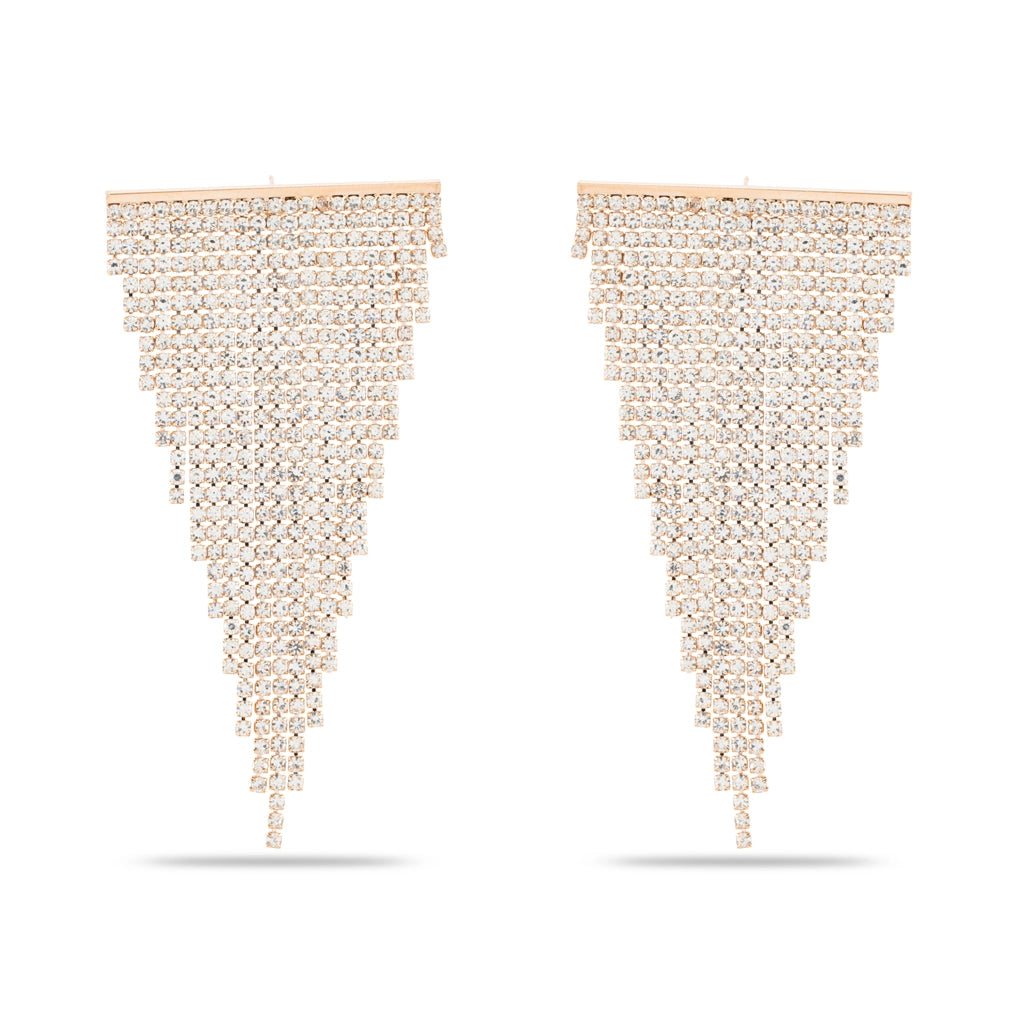 Rose Gold Crystal Cascade Danglers