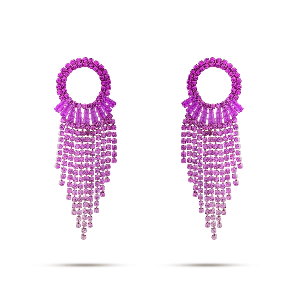 Rose Radiance Crystal Tassel Earrings