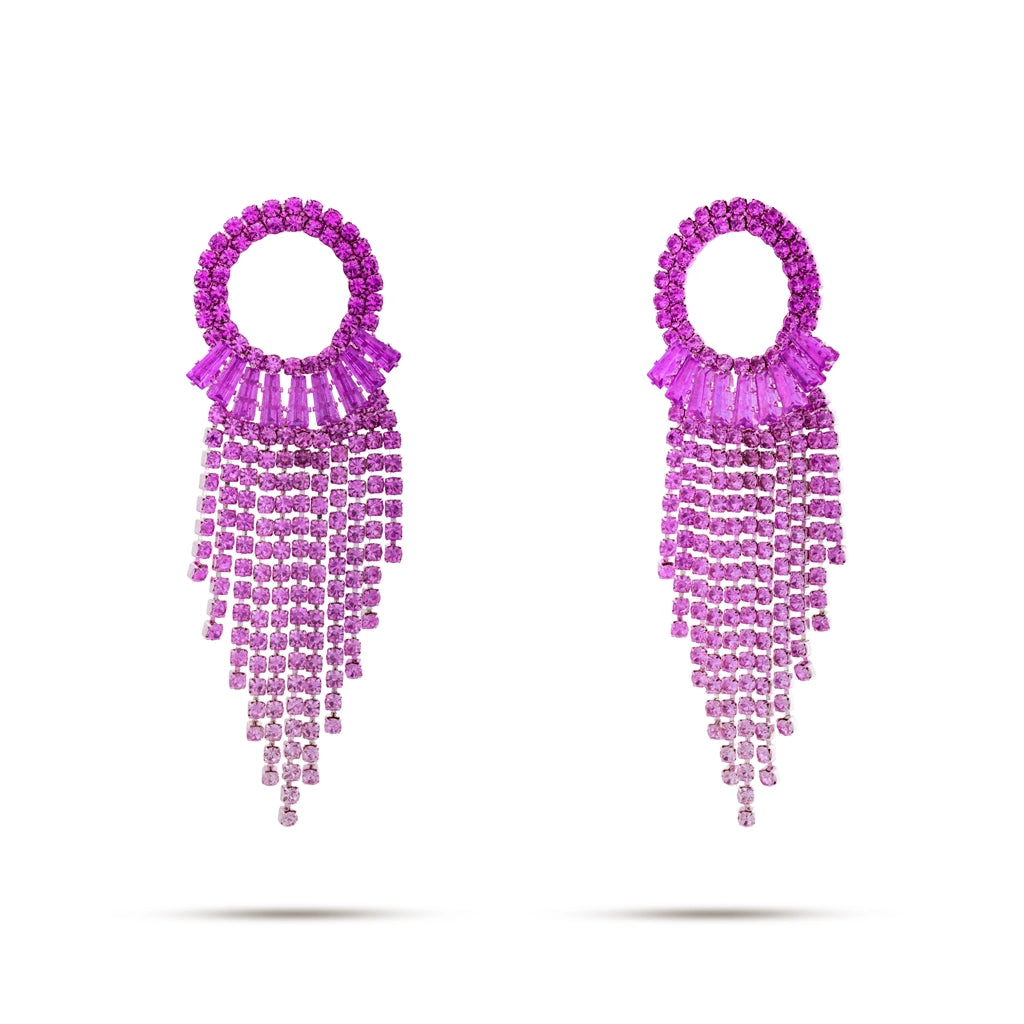 Rose Radiance Crystal Tassel Earrings