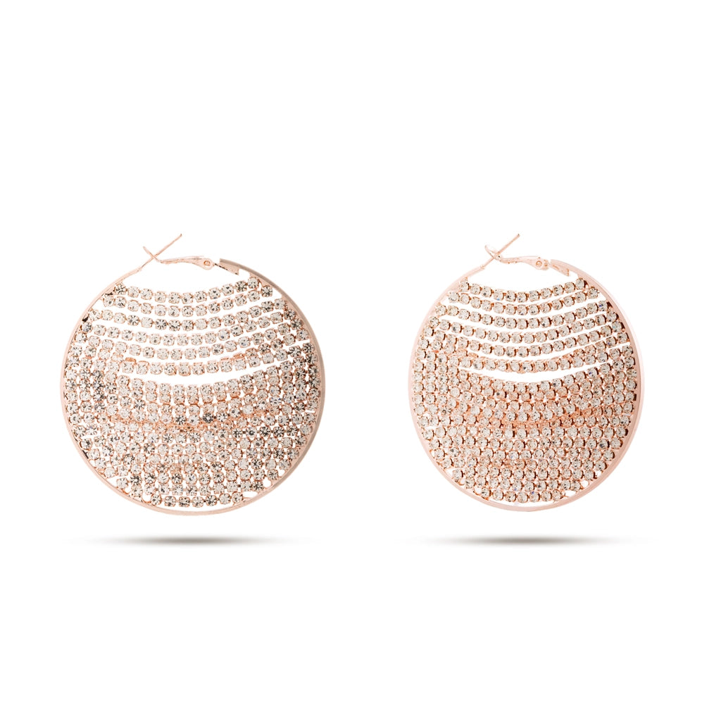 Celestia Pave Disc Studs Rose Gold