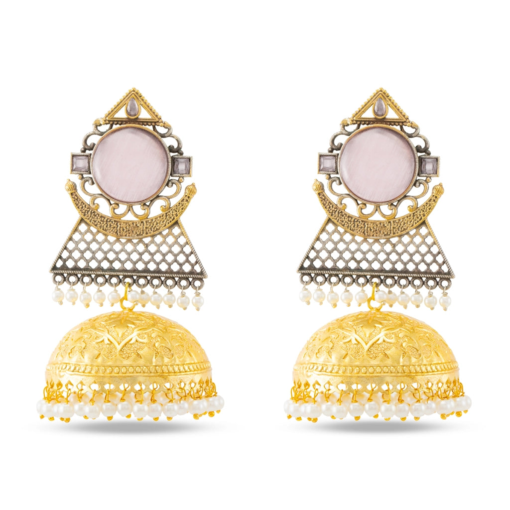 Jahan Azure Crest Jhumkas Pink
