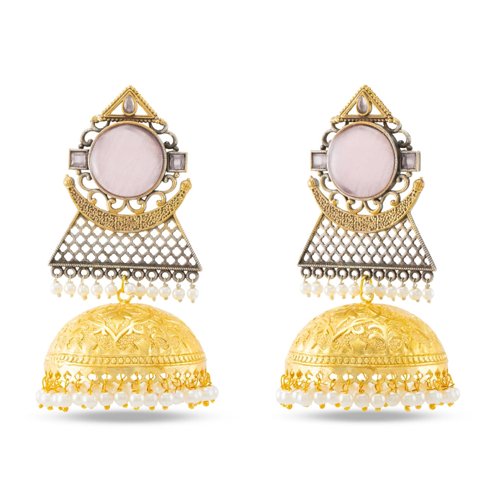 Jahan Azure Crest Jhumkas Pink