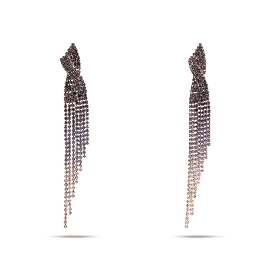 Midnight Twist Crystal Tassel Earrings