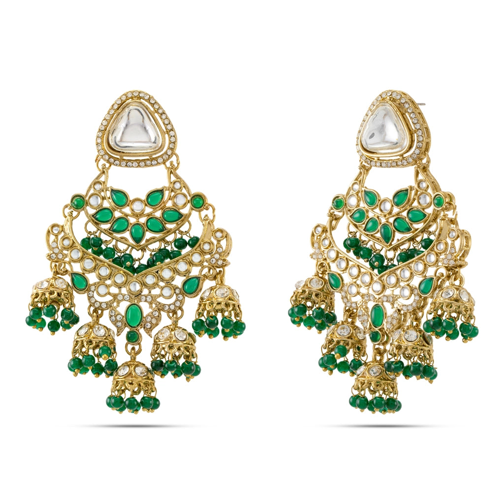 Rangella Emerald Meenakari Jhumka Earrings