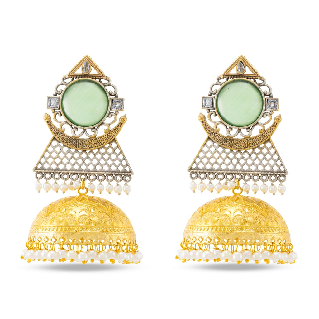 Jahan Azure Crest Jhumkas Green