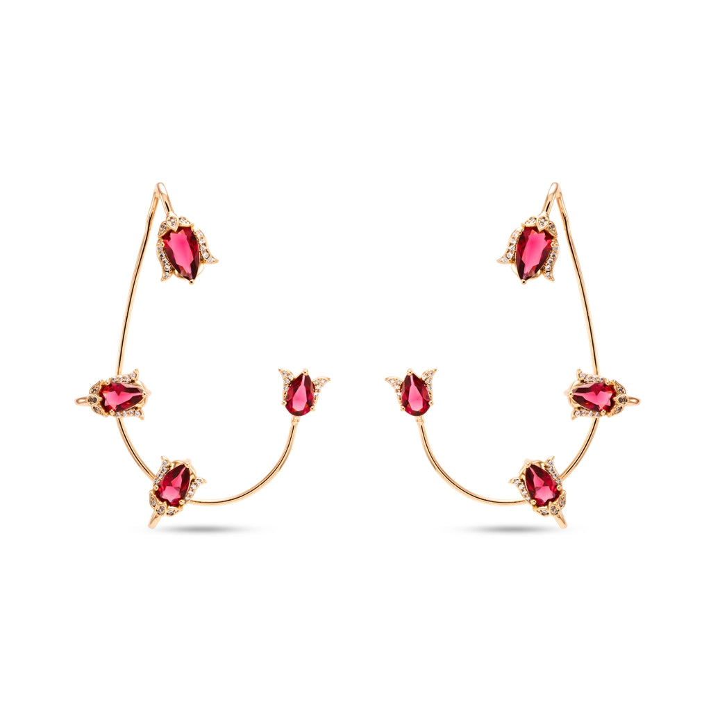 Pink Crystal Hoops