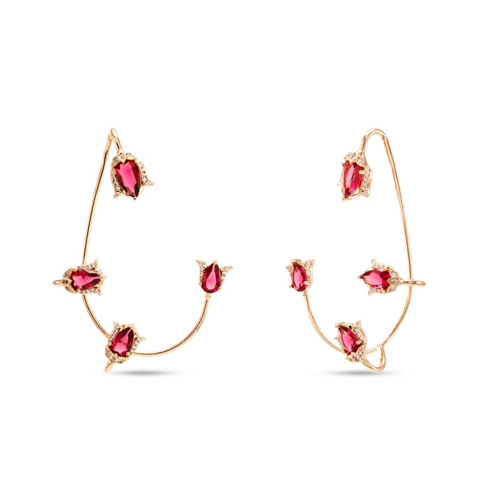 Pink Crystal Hoops