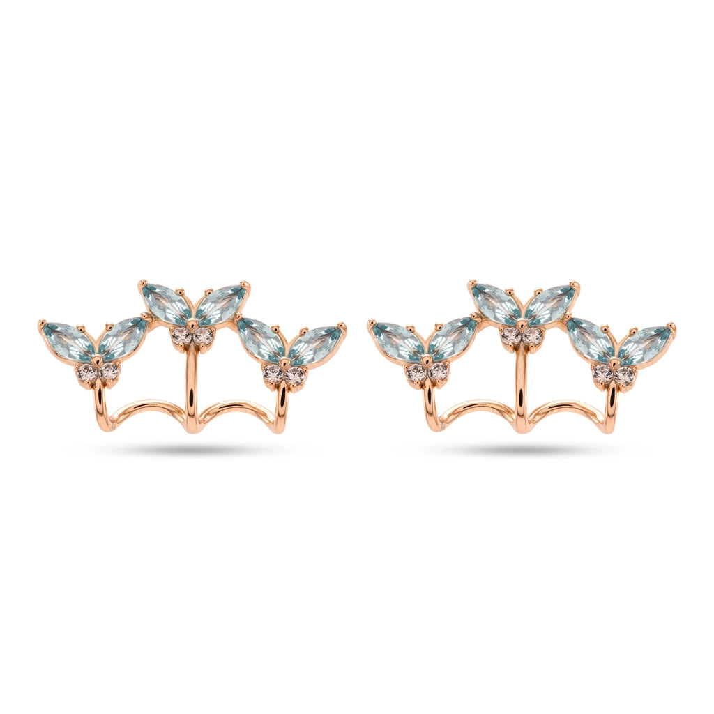 Sky Bloom Crystal Ear Climbers