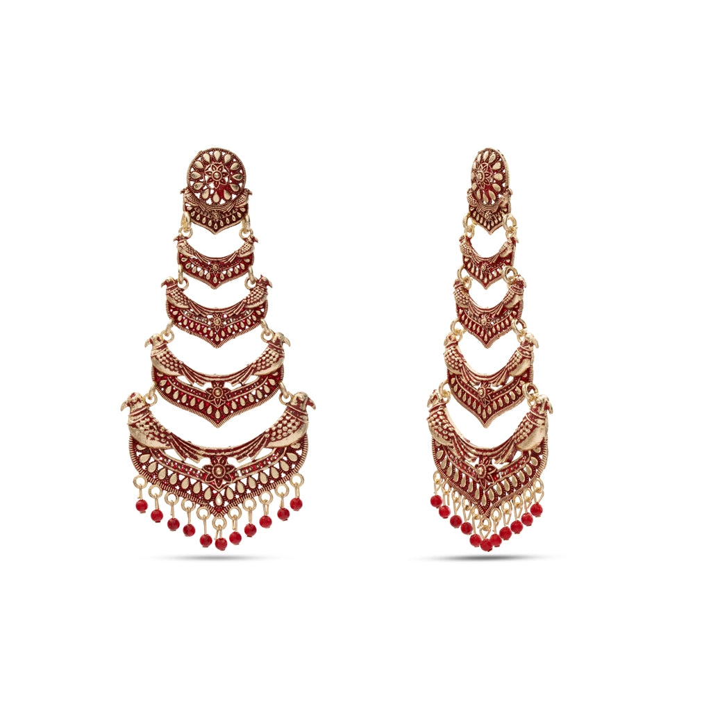 Crimson Vermilion Cascade Earrings