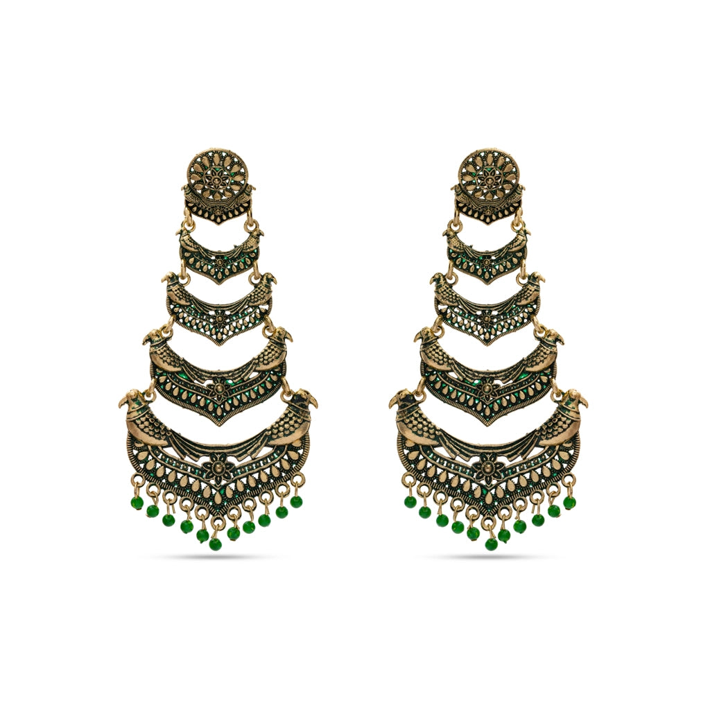 Emerald Vermilion Cascade Earrings