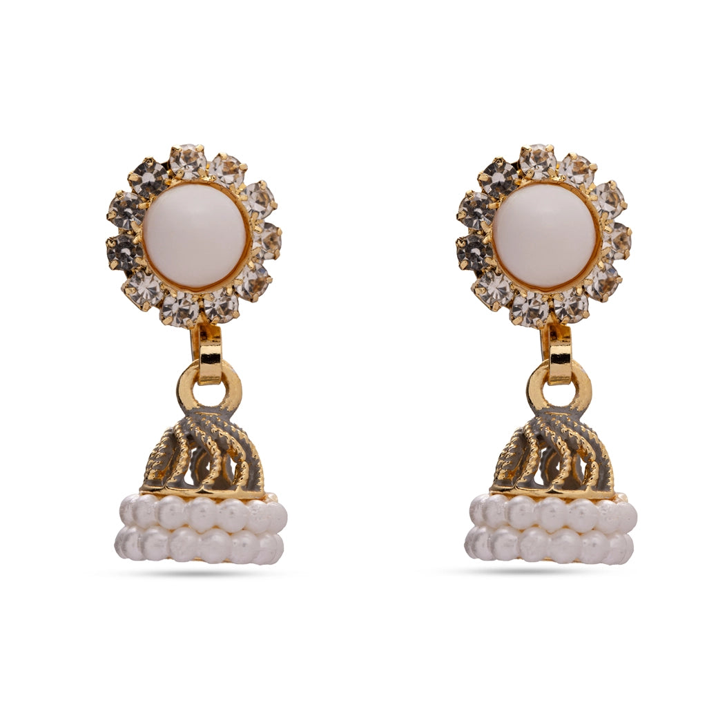 Luna Crystal Pearl Jhumkas