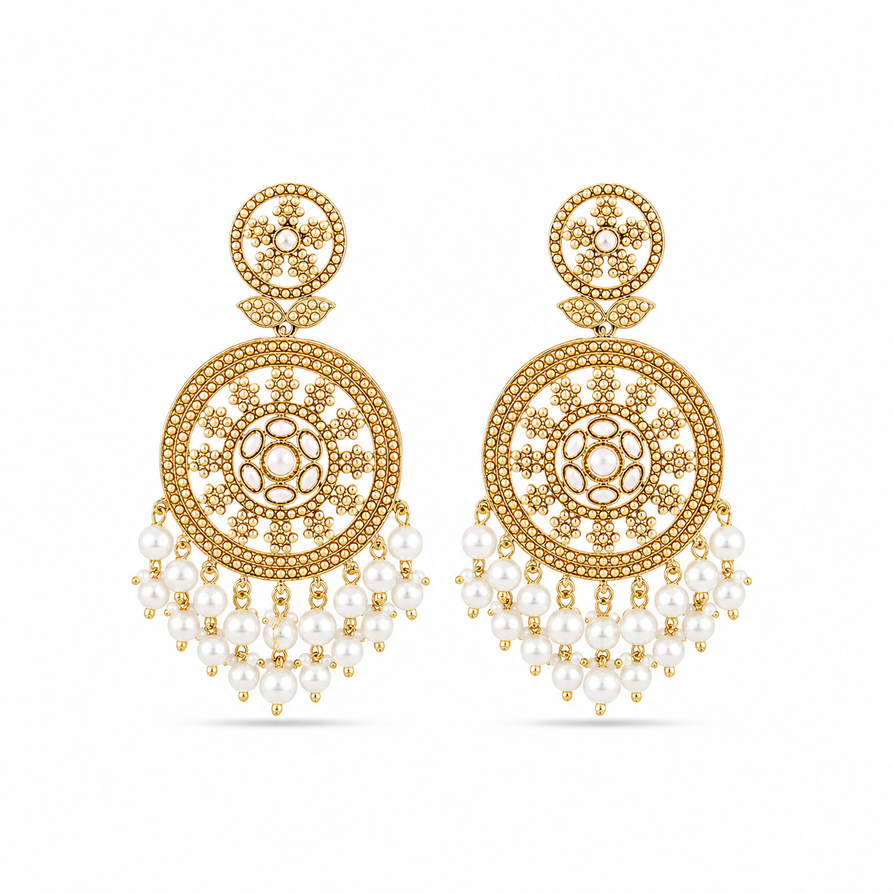 Pearl Royal Medallion Danglers