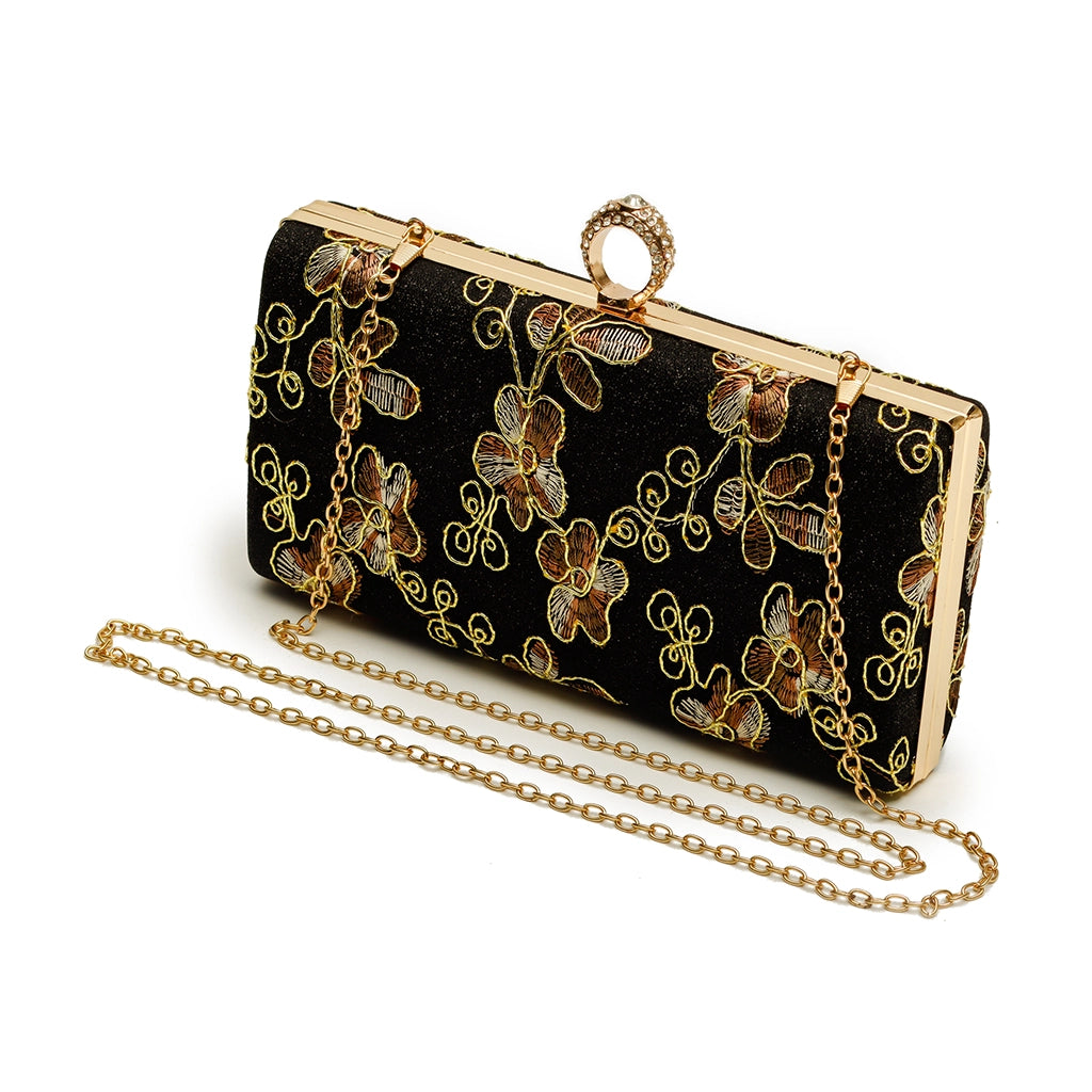 Noir Fleur Royale Clutch