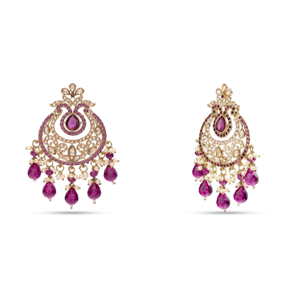 Rose Mayura Danglers with Maang Tikka