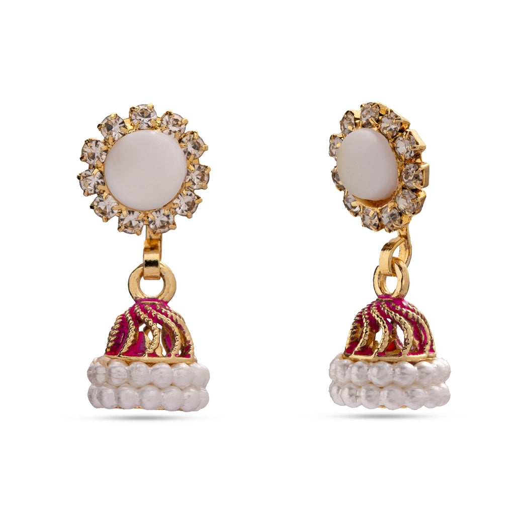 Aaina Aura Ruby Pearl Jhumkas