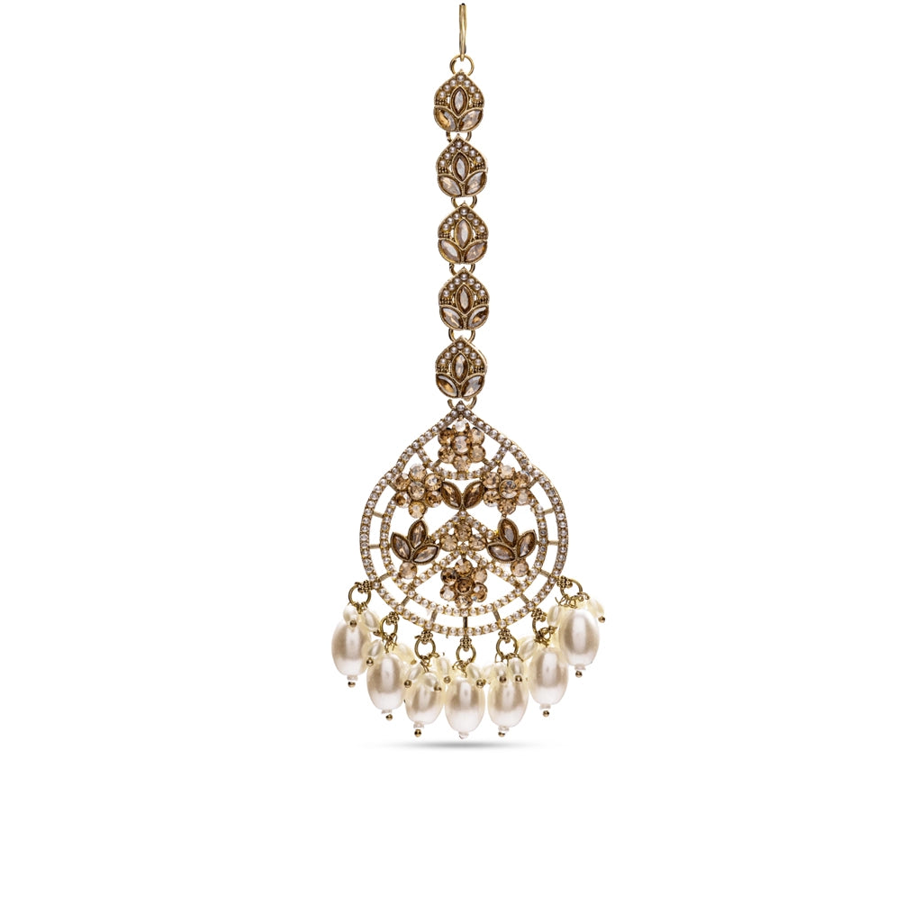Pearl Prism Jhumka & Maangtika Set