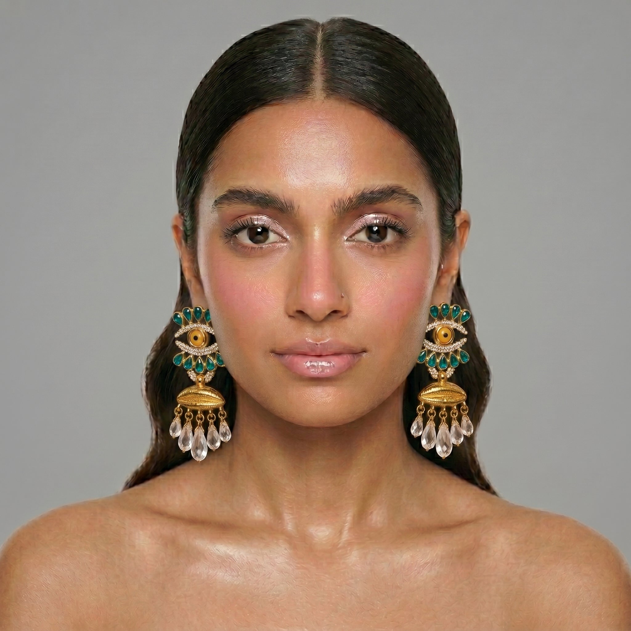 Crystal Evil Eye Danglers