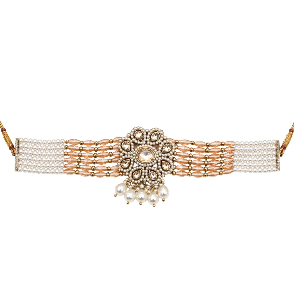 Noor-E-Jahan Rose Pearl Choker Set
