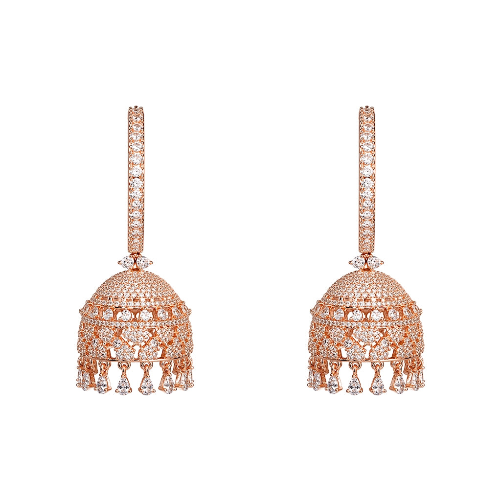 Rose Royale Crystal Jhumkas