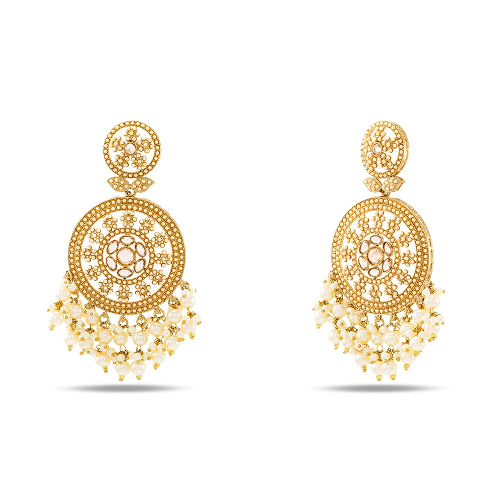 Pearl Royal Medallion Danglers