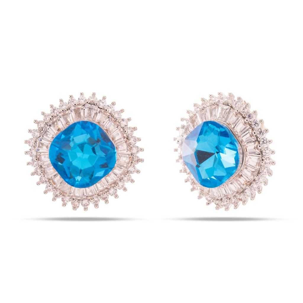 Royal Azure Halo Crystal Pendant Set