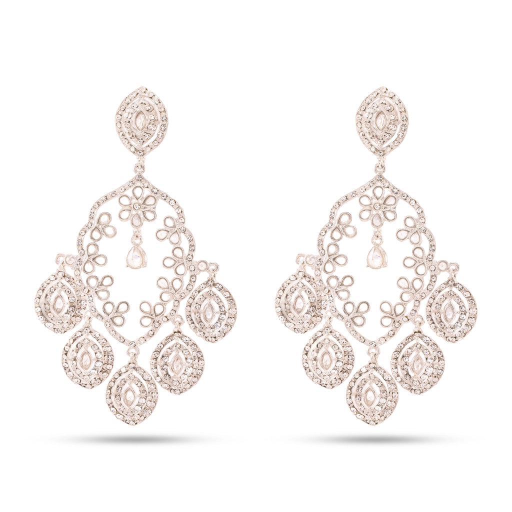 Crystal Silver Chandelier Earrings