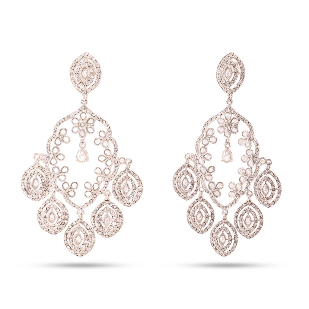 Crystal Silver Chandelier Earrings