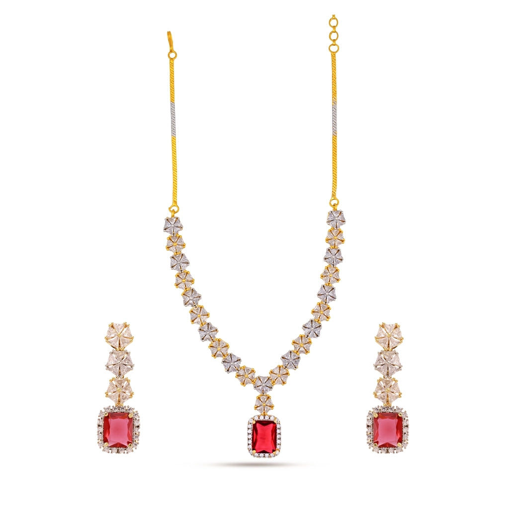 Ruby Crystal Pendant Set