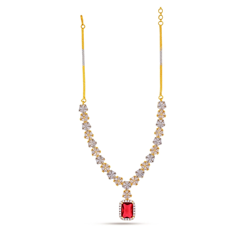 Ruby Crystal Pendant Set