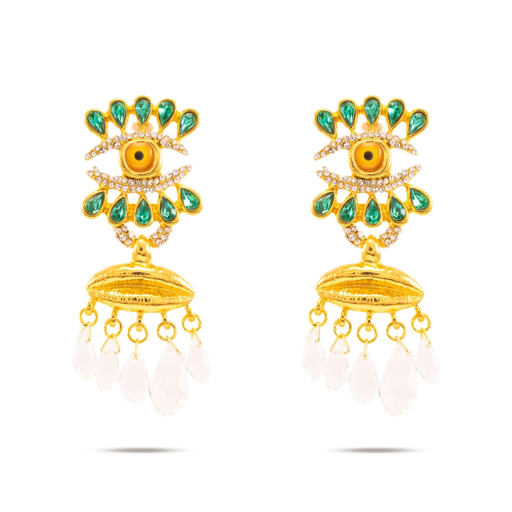 Zazabully Green Blush Evil Eye Danglers
