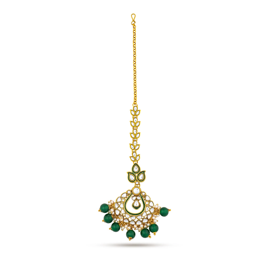Noor-E-Jahan Emerald Crescent Maang Tikka