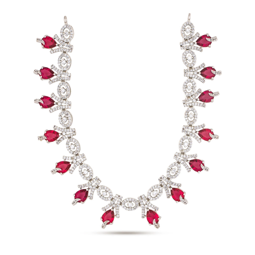 Rosefire Crystal Drop Necklace Set