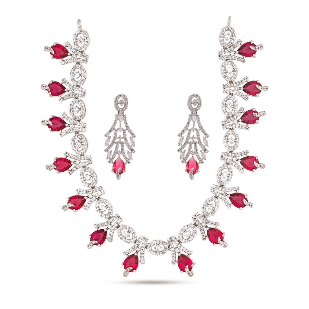 Rosefire Crystal Drop Necklace Set