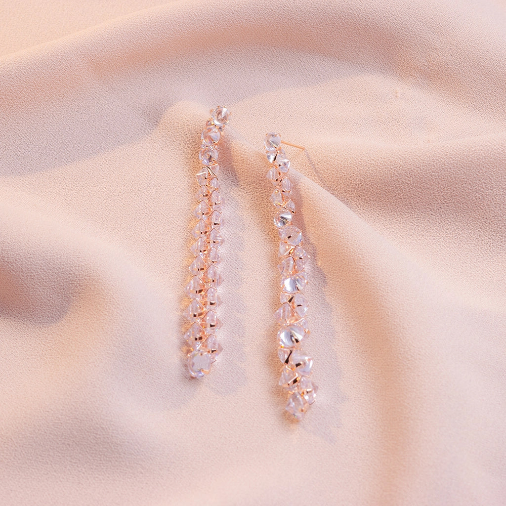 Vertex Line Crystal Drop Earrings
