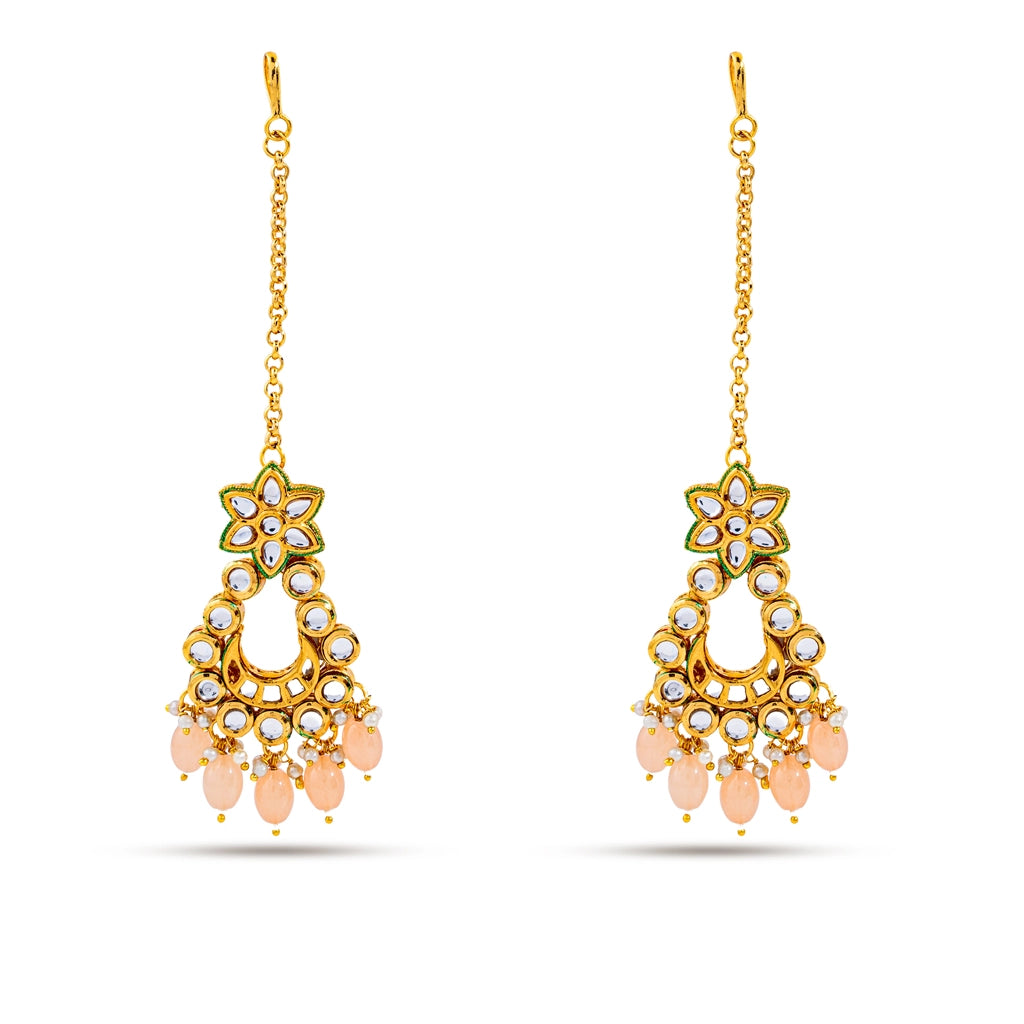Aarohi Peach Chain Danglers
