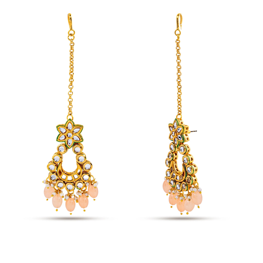 Aarohi Peach Chain Danglers