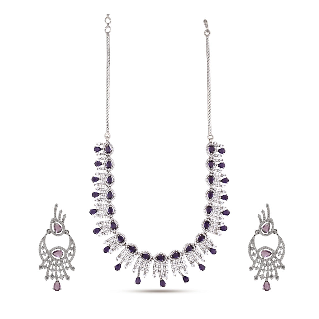Lavender Radiance Crystal Necklace Set