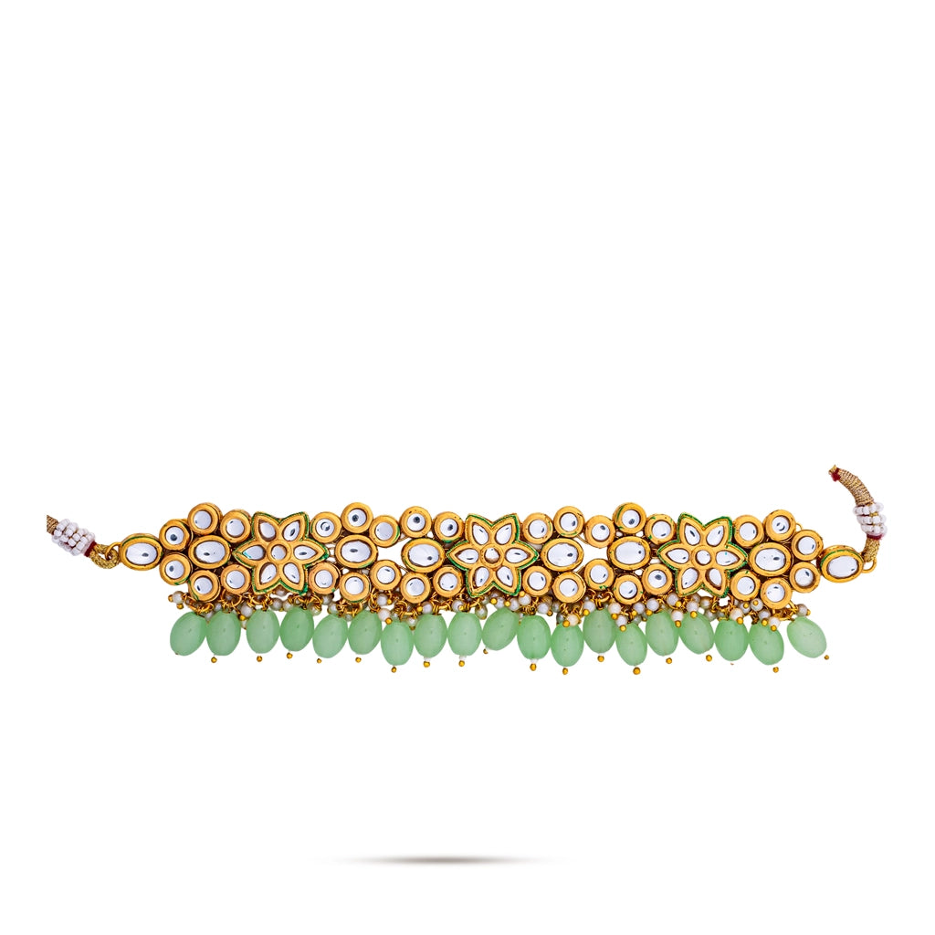 Aarohi Chain Danglers Green