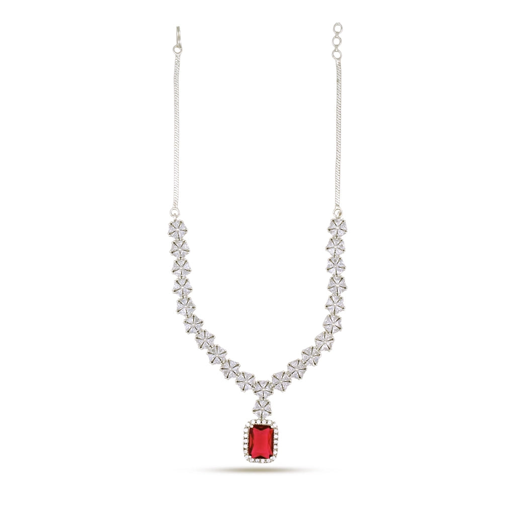 Scarlet Prism Silver Necklace Set